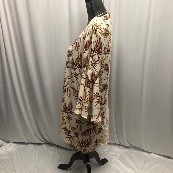 Gimmicks Floral Open Front Kimono Womens Size Small Crochet Back Cream Cardigan - Picture 3 of 8